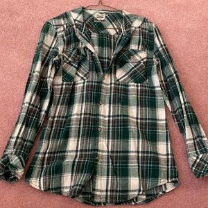 TNA Plaid Button Up with Hood